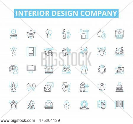 Interior Design Company Linear Icons Set. Sophisticated, Sleek, Modern, Chic, Elegant, Contemporary,
