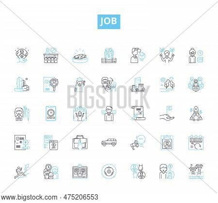 Job Linear Icons Set. Career, Occupation, Employment, Position, Profession, Vocation, Trade Line Vec