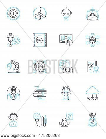 Innovative Technologies Linear Icons Set. Automation, Augmented, Virtual, Nanotechnology, Machine-le