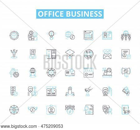 Office Business Linear Icons Set. Productivity, Collaboration, Communication, Efficiency, Organizati
