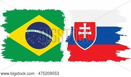 Slovakia And Brazil Grunge Flags Connection, Vector