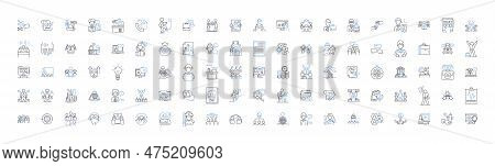 Worker Development Line Icons Collection. Training, Upskilling, Reskilling, Learning, Growth, Develo