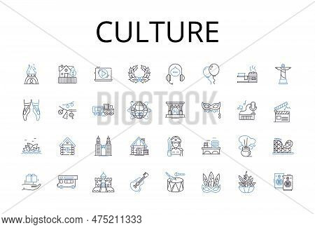 Culture Line Icons Collection. Artistry, Customs, Tradition, Heritage, Society, Belief, Lifestyle Ve