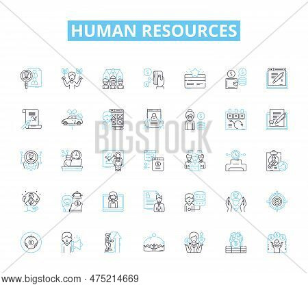 Human Resources Linear Icons Set. Recruitment, Hiring, Onboarding, Training, Development, Performanc