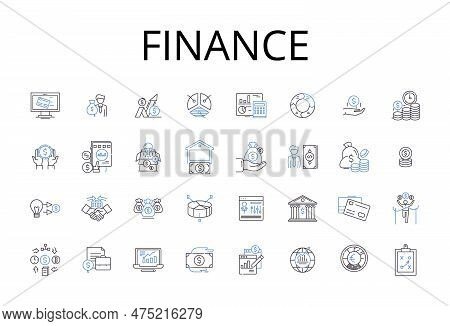 Finance Line Icons Collection. Accounting, Economics, Investment, Banking, Capital, Revenue, Budgeti