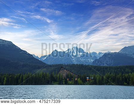 Mountain Lake Strbske Pleso In National Park High Tatra, Slovakia.