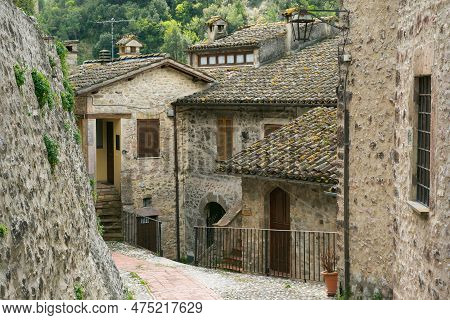 Historic Center Of Scheggino Town In Umbria, Italy
