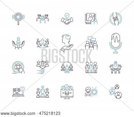People Management Line Icons Collection. Leadership, Communication, Empathy, Accountability, Diversi