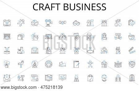 Craft Business Line Icons Collection. Architecture, Construction, Design, Foundation, Structure, Fra