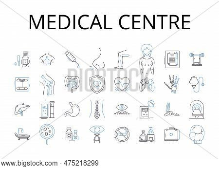Medical Centre Line Icons Collection. Hospital, Clinic, Health Center, Health Clinic, Medical Facili