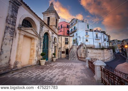 Ragusa, Sicily, Italy. Cityscape Image Of Historical Town Ragusa, Sicily With The St. Mary Of The St