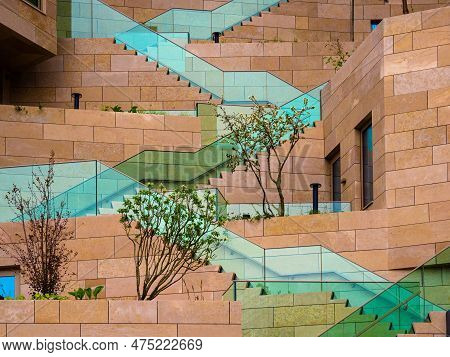 Amsterdam, Netherlands - April 27, 2022: Modern Futuristic Architecture Called The Valley In The Zui