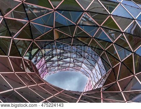 Frankfurt, Germany - January 29, 2023: Architectural Detail Of A Modern Commercial Building My Zeil 