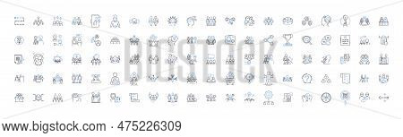 Business Group Line Icons Collection. Nerk, Collaboration, Partnership, Alliance, Association, Conso