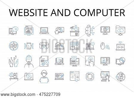 Website And Computer Line Icons Collection. Website, Webpage, Online Platform, Internet Site, Virtua