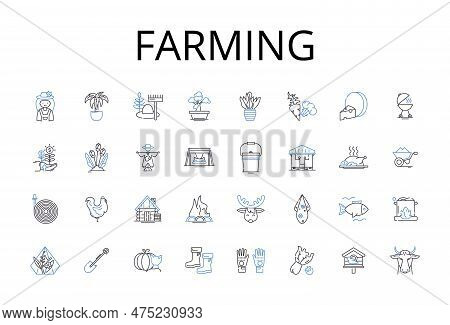 Farming Line Icons Collection. Agriculture, Cultivation, Horticulture, Agribusiness, Gardening, Farm
