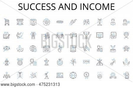Success And Income Line Icons Collection. Wallet, Nfc, Contactless, Transactions, Security, Authenti