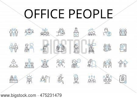 Office People Line Icons Collection. White Collar Workers, Corporate Personnel, Employees, Staff, Bu