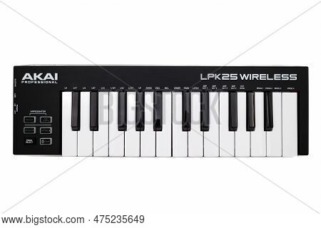Zurich, Switzerland - December 21, 2022: Portable Midi Controller Keyboard Akai Professional Lpk 25 