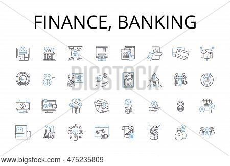 Finance, Banking Line Icons Collection. Accounting, Investment, My Management, Economics, Funding, C