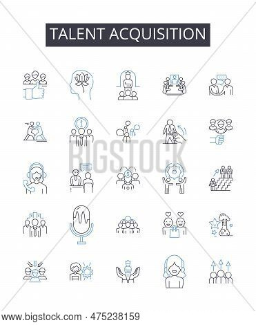 Talent Acquisition Line Icons Collection. Performance Management, Employee Retention, Succession Pla