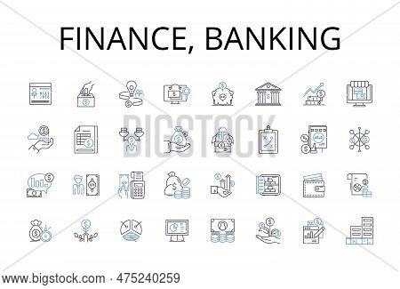 Finance, Banking Line Icons Collection. Accounting, Investment, My Management, Economics, Funding, C