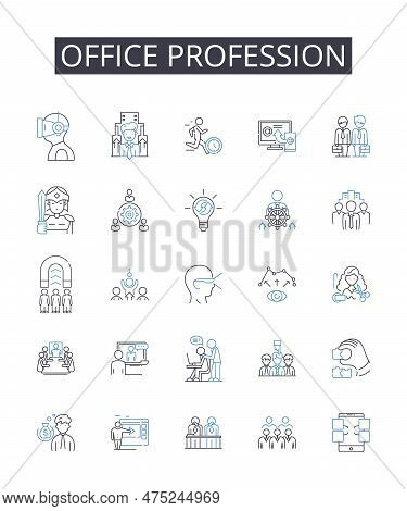 Office Profession Line Icons Collection. Job, Career, Occupation, Work, Vocation, Calling, Employmen