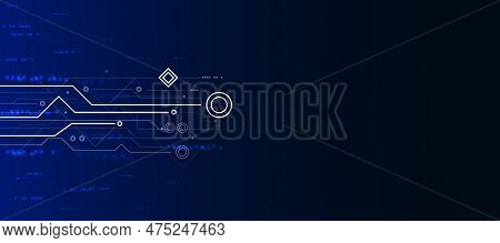 Technology Modern Future Background Illustration Dark Blue Background With White Dotted Lines And Li