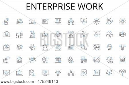 Enterprise Work Line Icons Collection. Nerking, Connections, Collaboration, Interpersonal, Dialoguin