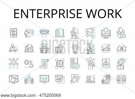 Enterprise Work Line Icons Collection. Business Tasks, Corporate Duties, Professional Labor, Career 