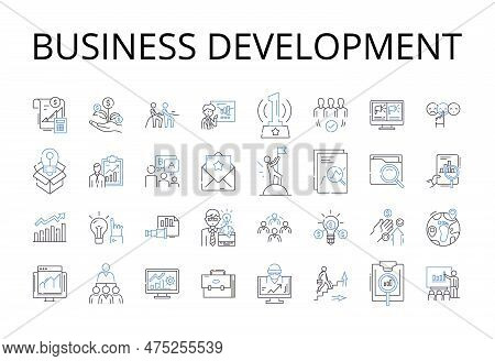 Business Development Line Icons Collection. Marketing Strategy, Product Management, Human Resources,