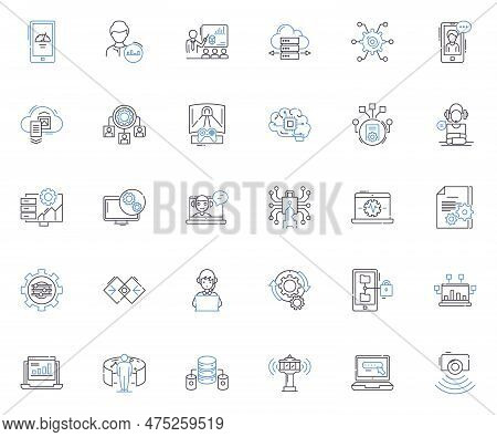 Modern Technology Line Icons Collection. Cybersecurity, Automation, Artificial Intelligence, Cryptoc