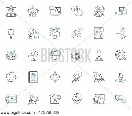 Progression Improvement Line Icons Collection. Development, Advancement, Growth, Enhancement, Upward
