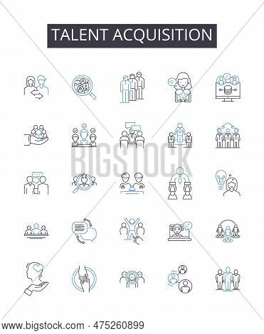 Talent Acquisition Line Icons Collection. Performance Management, Employee Retention, Succession Pla