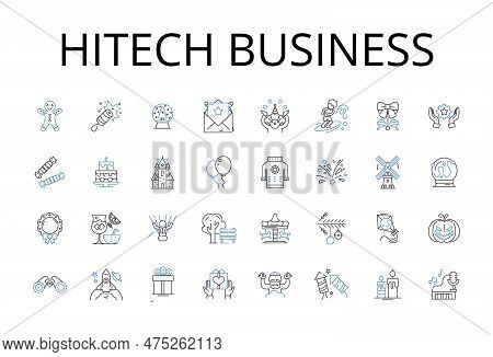 Hitech Business Line Icons Collection. Technology Enterprise, Digital Venture, Modern Corporation, I