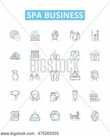 Spa Business Vector Line Icons Set. Spa, Business, Relaxation, Massage, Beauty, Aesthetic, Facial Il