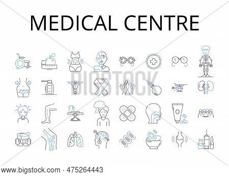 Medical Centre Line Icons Collection. Hospital, Clinic, Health Center, Health Clinic, Medical Facili