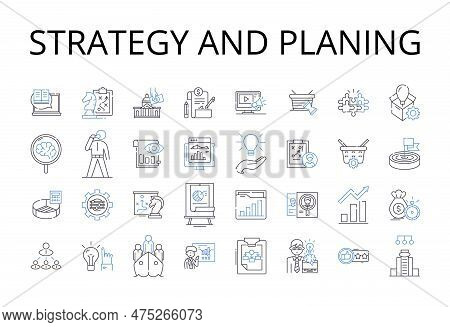 Strategy And Planing Line Icons Collection. Hope And Optimism, Free And Independent, Trusrthy And Re