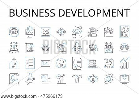 Business Development Line Icons Collection. Marketing Strategy, Product Management, Human Resources,