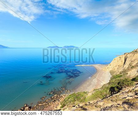 Morning Sea Rocky Coast Landscape (narta Lagoon, Vlore, Albania.