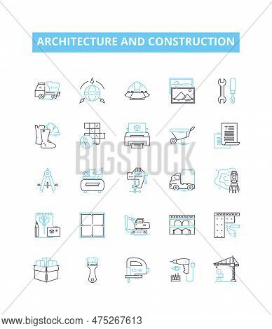 Architecture And Construction Vector Line Icons Set. Architecture, Construction, Building, Designing