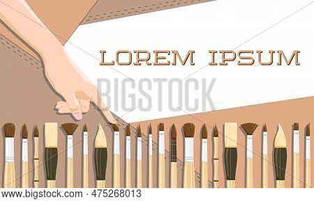 Makeup Brushes Set. Collection Of Professional Brush Kit For Makeup, Powder, Blush Eye, Shadow Brow 