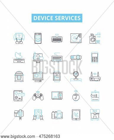 Device Services Vector Line Icons Set. Device, Services, Repair, Network, Computer, Maintenance, Dia