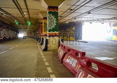 New Delhi, India, June 21 2022 - Pm Narendra Modi Dedicate Pragati Tunnel And Five Underpass Of Prag