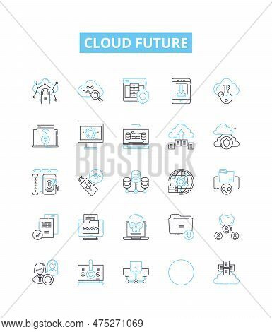 Cloud Future Vector Line Icons Set. Cloud, Future, Computing, Ai, Iot, Digital, Transformation Illus