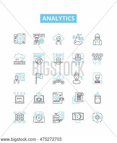 Analytics Vector Line Icons Set. Analytics, Measurement, Reporting, Statistics, Tracking, Evaluation