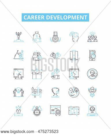 Career Development Vector Line Icons Set. Career, Development, Advancing, Training, Progression, Pro