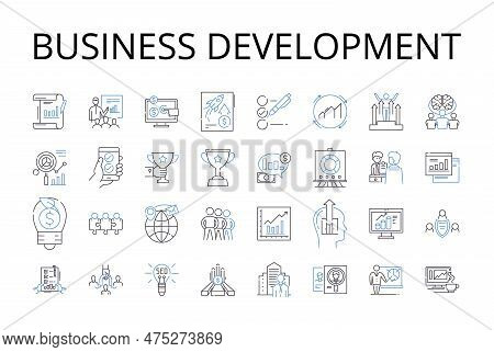 Business Development Line Icons Collection. Marketing Strategy, Product Management, Human Resources,