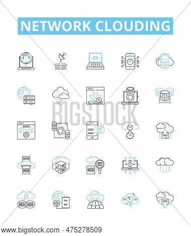 Network Clouding Vector Line Icons Set. Network, Clouding, Cloud, Computing, Networking, Virtualizat