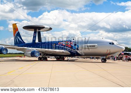 Nato Boeing E-3 Sentry Awacs Radar Plane In Special Livery At Nato Geilenkirchen Airbase. Germany - 
